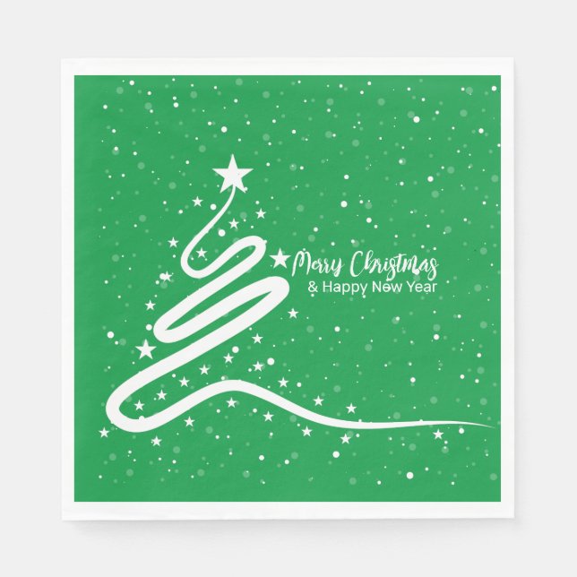 Servilleta De Papel Cuadros de papel de árbol de Navidad y nieve (Anverso)