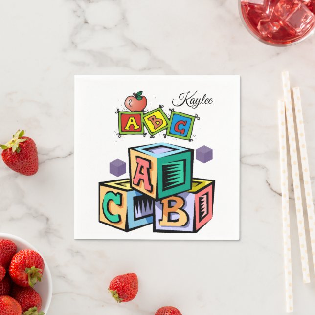 Servilleta De Papel Cuadros de papel de Baby Shower para niños ABC (In situ)