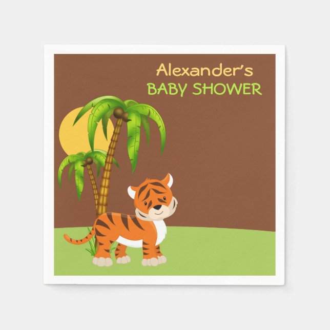 Servilleta De Papel Cuadros de papel de Baby Shower para tigre bebé (Anverso)