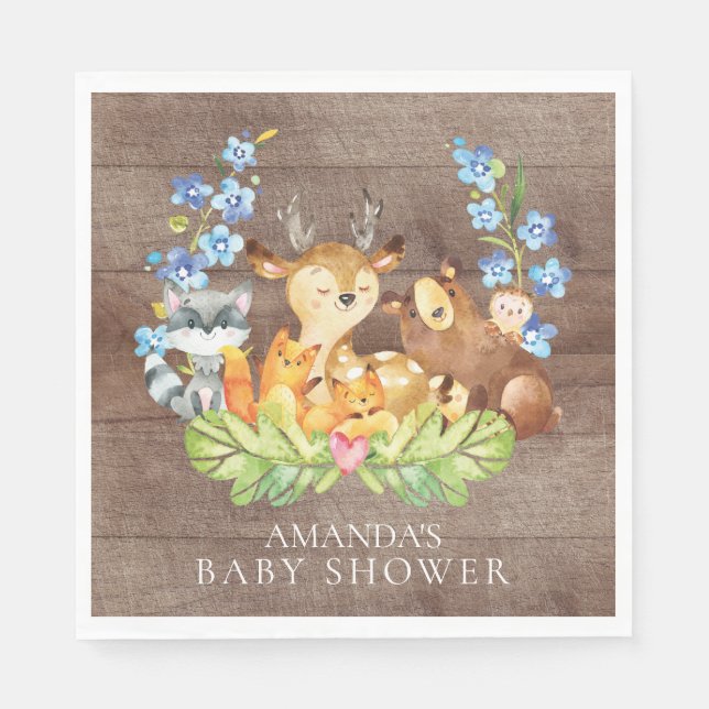 Servilleta De Papel Cuadros de papel de Baby Shower Woodland para niño (Anverso)