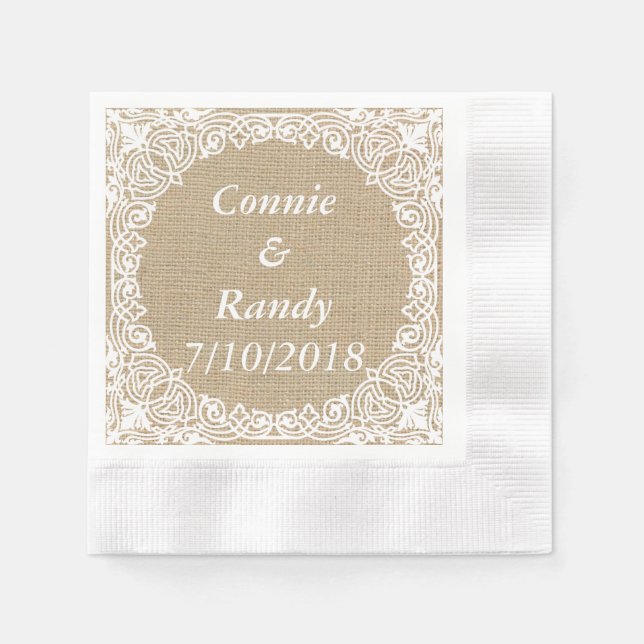 Servilleta De Papel Cuadros de papel de Boda de argollas (Anverso)