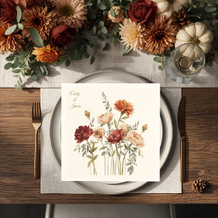 Servilleta De Papel Cuadros de papel de Boda floral de otoño rústico