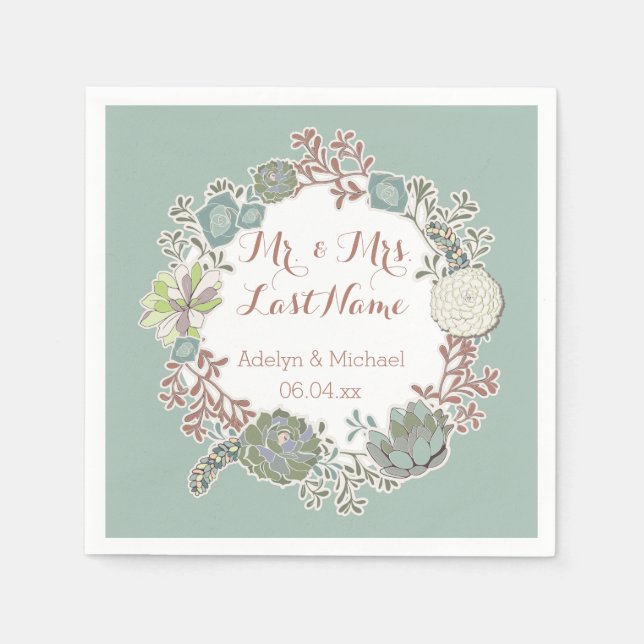 Servilleta De Papel Cuadros de papel de Boda Wreath personalizado (Anverso)