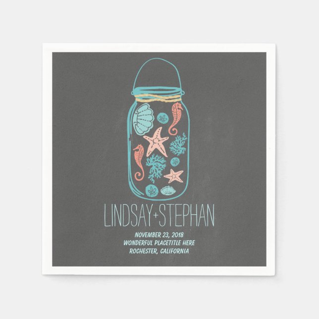 Servilleta De Papel Cuadros de papel de bodas de playa encantadores y  (Anverso)