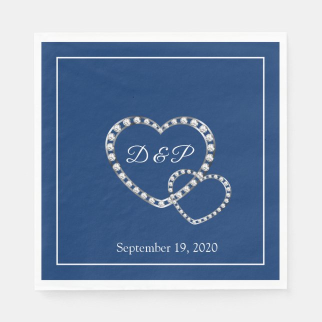 Servilleta De Papel Cuadros de papel de dos corazones boda (Anverso)