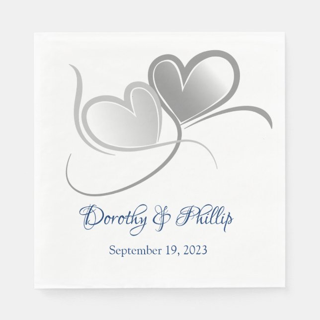 Servilleta De Papel Cuadros de papel de dos corazones boda (Anverso)