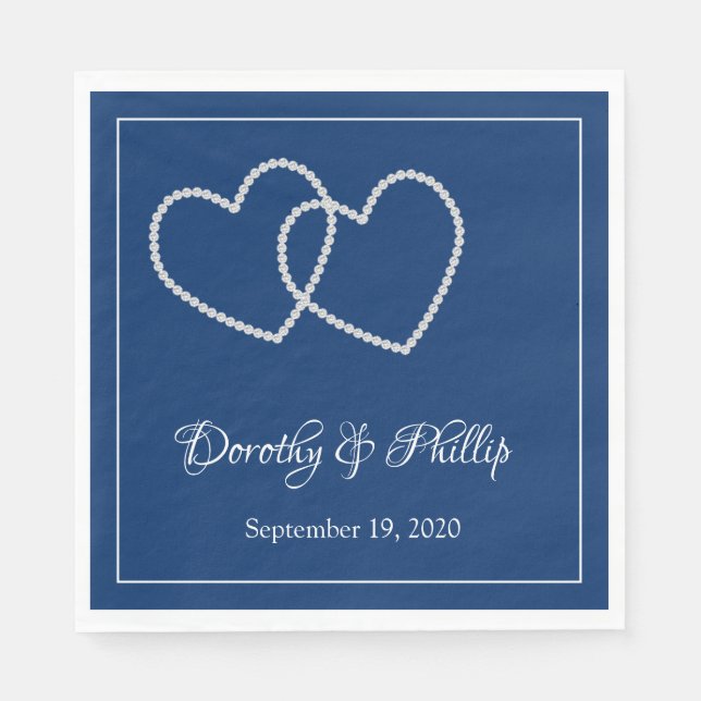 Servilleta De Papel Cuadros de papel de dos corazones boda (Anverso)