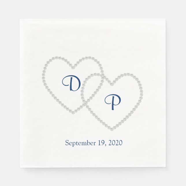 Servilleta De Papel Cuadros de papel de dos corazones boda (Anverso)