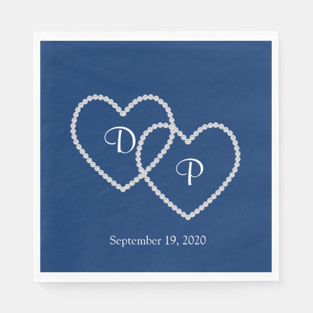 Servilleta De Papel Cuadros de papel de dos corazones boda (Anverso)