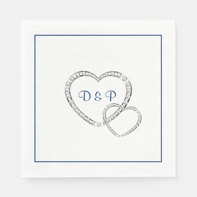 Servilleta De Papel Cuadros de papel de dos corazones boda (Anverso)