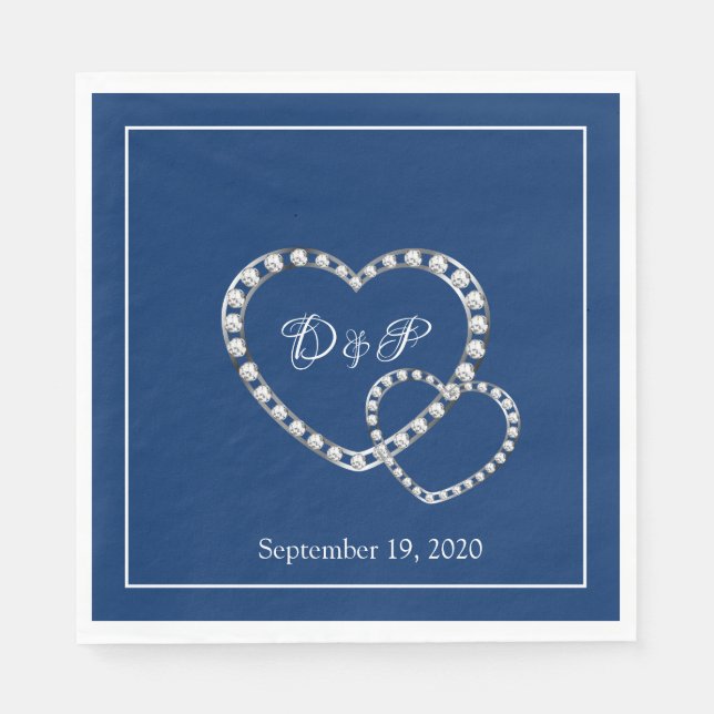 Servilleta De Papel Cuadros de papel de dos corazones boda (Anverso)