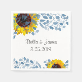 Servilleta De Papel Cuadros de papel de girasol azul floreciente