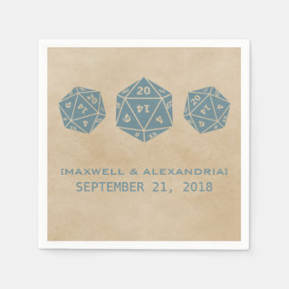 Servilleta De Papel Cuadros de papel de juego de dados Blue Grunge D20