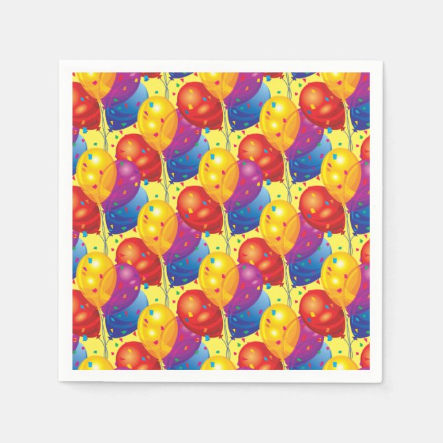 Servilleta De Papel Cuadros de papel de los globos de cumpleaños (Anverso)
