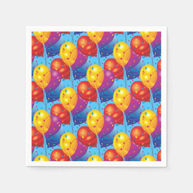 Servilleta De Papel Cuadros de papel de los globos de cumpleaños (Anverso)