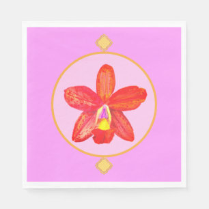 Servilleta De Papel Cuadros de papel de orquídeas rojas naranja