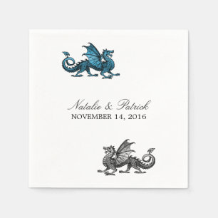 Servilleta De Papel Cuadros de papel de papel de Boda Blue Silver Drag