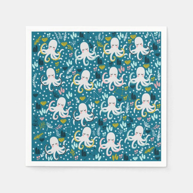 Servilleta De Papel Cuadros de papel de pulpo (Anverso)
