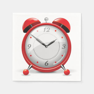 Servilleta De Papel Cuadros de papel de reloj de alarma roja