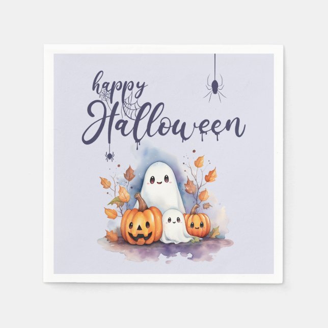 Servilleta De Papel Cuadros de papel espeluznantes de Halloween (Anverso)
