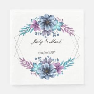 Servilleta De Papel Cuadros De Papel Floral De Color Azul Y Púrpura