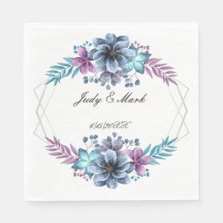 Servilleta De Papel Cuadros De Papel Floral De Color Azul Y Púrpura