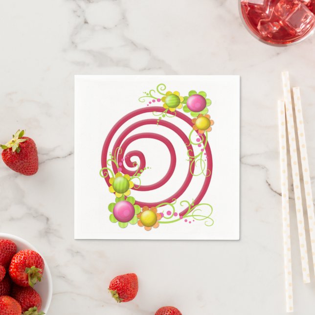 Servilleta De Papel Cuadros de papel, floral de remolinos rojos (In situ)