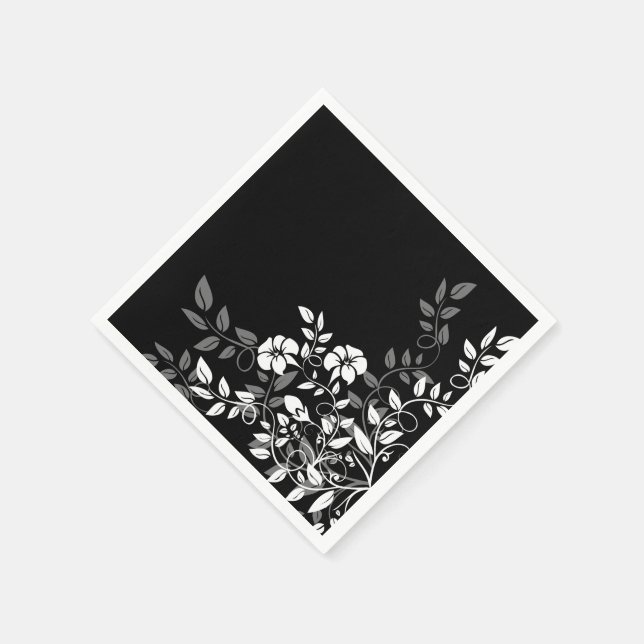 Servilleta De Papel Cuadros de papel-Floral negra (Borde)