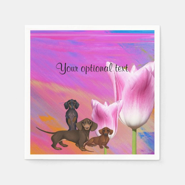 Servilleta De Papel Cuadros de papel morado de Dachshund (Anverso)