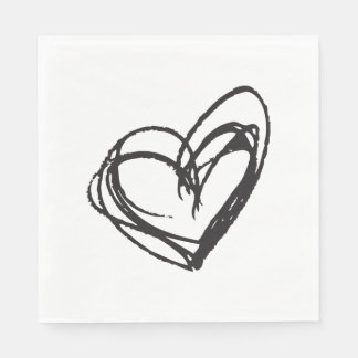 Servilleta De Papel Cuadros de papel para el corazón blanco y negro