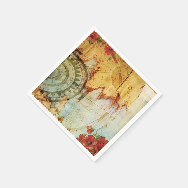 Servilleta De Papel Cuadros de papel Personalizado de Old World Map an (Borde)