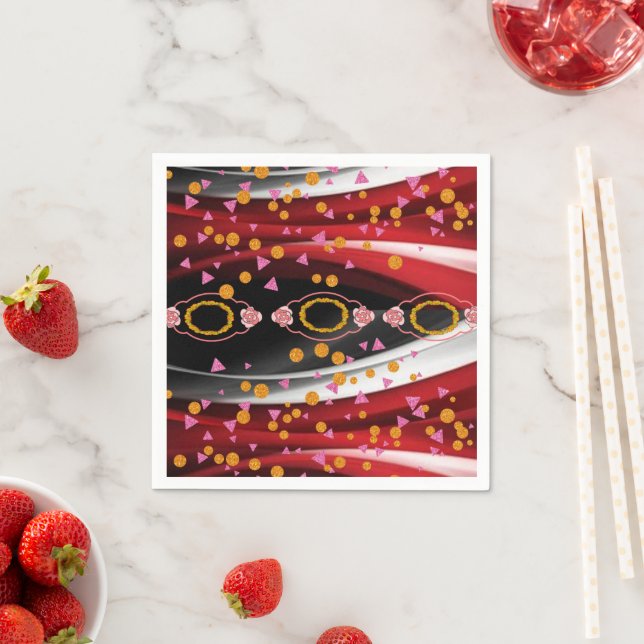 Servilleta De Papel Cuadros de papel, resumen blanco negro rojo (In situ)