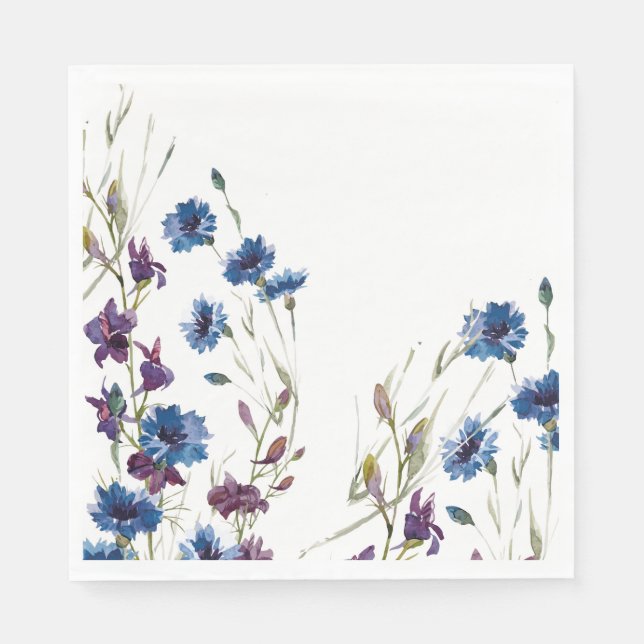 Servilleta De Papel Cuadros de papel y flores silvestres acuarela (Anverso)