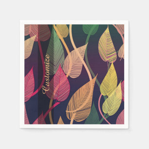 Servilleta De Papel Cuadros de patrón de hojas de otoño coloridas