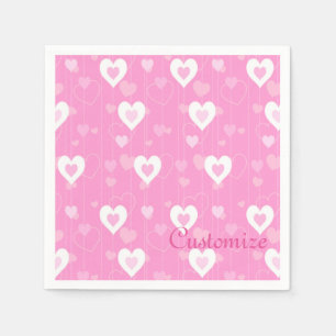 Servilleta De Papel Cuadros de patrones de corazón rosa y blanco