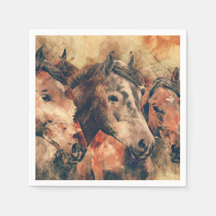 Servilleta De Papel Cuadros de pintura artística de caballos decorativ