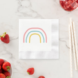 Servilleta De Papel Cuadros de pintura rosada con arcoiris