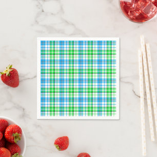 Servilleta De Papel Cuadros Escoceses Azules y Verdes Tartán Blanco 