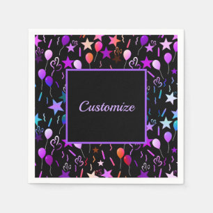 Servilleta De Papel Cuadros Fiestas de globos y estrellas de colores