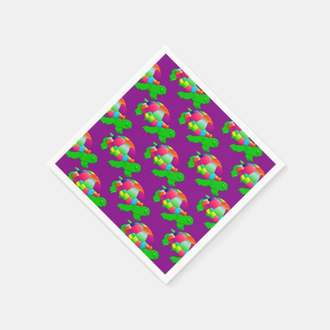 Servilleta De Papel Cuadros Fiestas de papel púrpura de la tortuga de  (Borde)