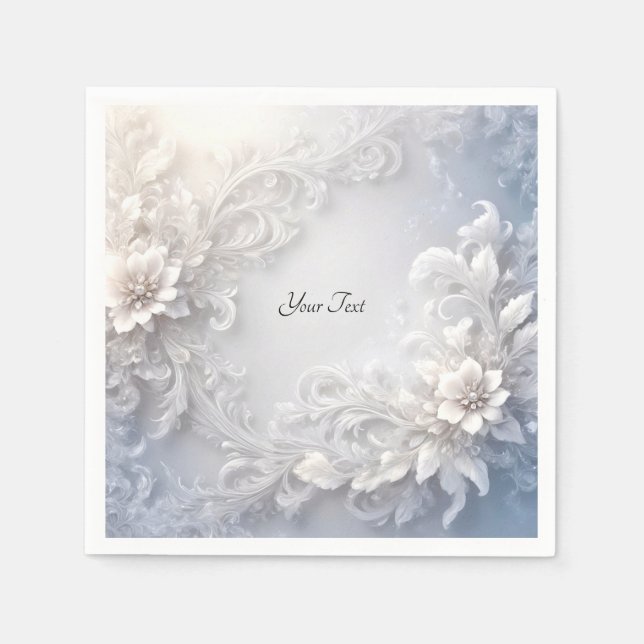 Servilleta De Papel Cuadros Florales Blancos (Anverso)