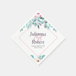 Servilleta De Papel Cuadros florales de acuarela de manantial rosa