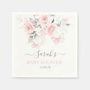 Servilleta De Papel Cuadros florales de mariposa rosa