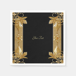 Servilleta De Papel Cuadros florales Gold Black Ornate