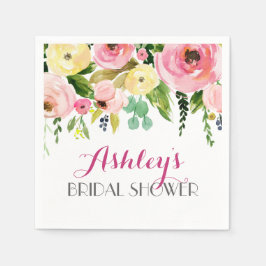 Servilleta De Papel Cuadros florales rosados hermosos amarillos