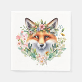 Servilleta De Papel Cuadros Fox Watercolor Flor Decoración Favor de la