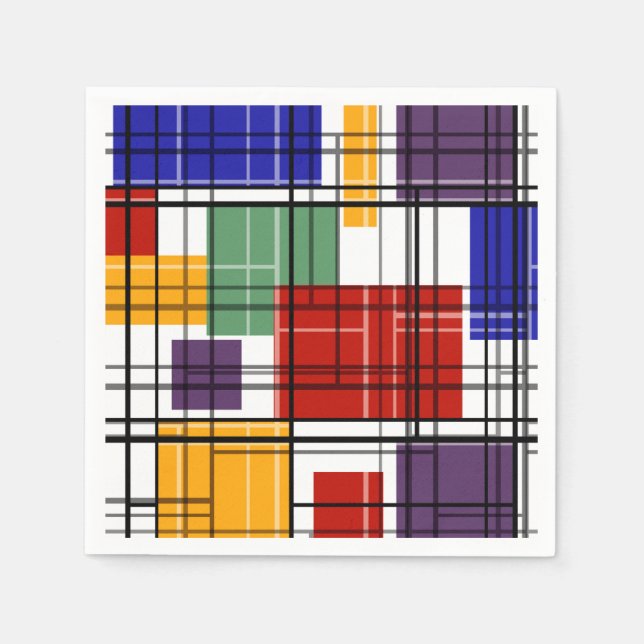 Servilleta De Papel Cuadros geométricos de chapa sin soldadura alinead (Anverso)