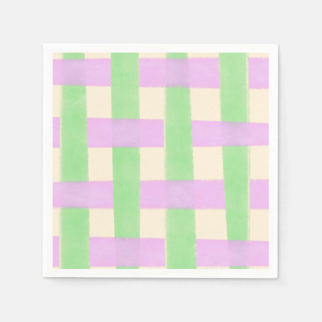 Servilleta De Papel Cuadros morados y verdes (Anverso)