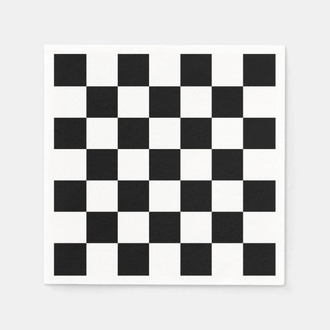 Servilleta De Papel Cuadros negros y blancos (Anverso)