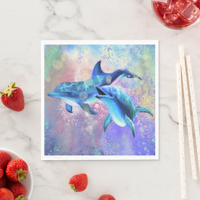 Servilleta De Papel Cuadros para delfines en pareja (In situ)